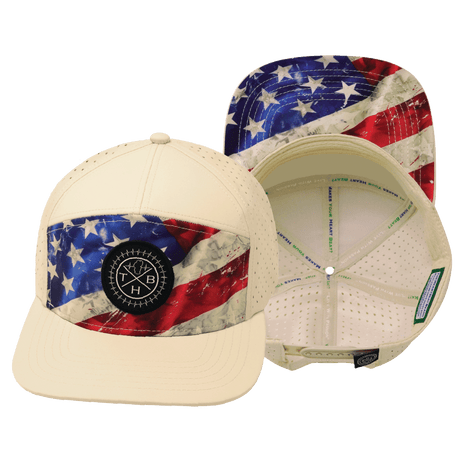 Youth Color Vibes Hat, Flat Bill, Snapback Hat, Rugged Flag, Cream, Mens Hat, Womens Hat, Main Picture