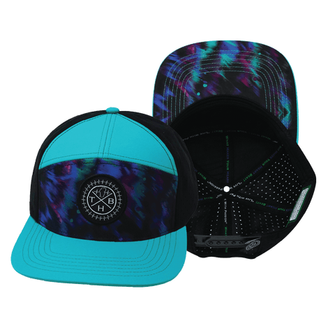 Youth Color Vibes Hat, Flat Bill, Snapback Hat, Space Dust, Neon Green Blue, Black, Mens Hat, Womens Hat, Main Picture 