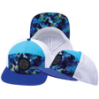 Youth Color Vibes Hat, Flat Bill, Snapback Hat, Starry Bright, Blue, Neon Green Blue, White, Mens Hat, Womens Hat, Main Picture 