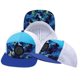 Youth Color Vibes Hat, Flat Bill, Snapback Hat, Starry Bright, Blue, Neon Green Blue, White, Mens Hat, Womens Hat, Main Picture 