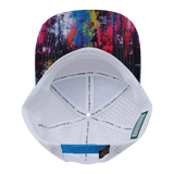 Youth Color Vibes Hat, Flat Bill, Snapback Hat, Street Art, Neon Blue, Neon Green Blue, White, Mens Hat, Womens Hat, Underbill Picture