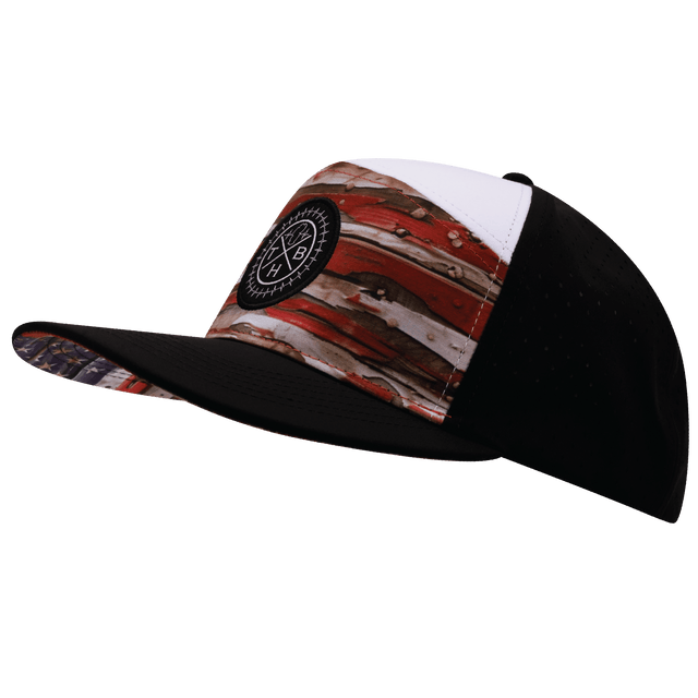 Youth Color Vibes Hat, Flat Bill, Snapback Hat, Vintage Flag, Black, White, Mens Hat, Womens Hat, Side Picture