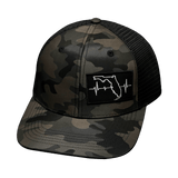 Youth Florida Hat, Baseball Hat, Snapback Hat, Tan Camo, Black, Mens Hat, Womens Hat, Front Picture