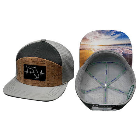 Youth Florida Hat, Flat Bill, Snapback Hat, Cork, Gray, Charcoal, Mens Hat, Womens Hat, Main Picture