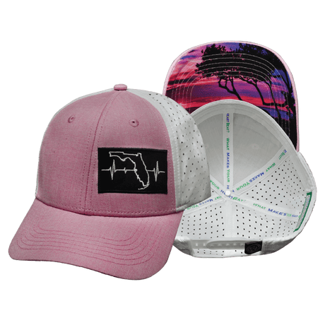 Youth Florida Hat, Low Profile, Ponytail, Snapback Hat, Pink, White, Mens Hat, Womens Hat, Main Picture 