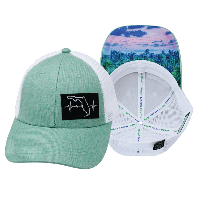 Youth Florida Hat, Low Profile, Snapback Hat, Teal, White, Mens Hat, Womens Hat, Main Picture 