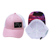 Youth Florida Hat, Low Profile, Ponytail, Snapback Hat, Pink, White, Mens Hat, Womens Hat, Main Picture 