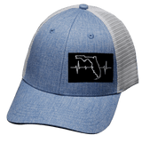 Youth Florida Hat, Low Profile, Snapback Hat, Light Blue, White, Mens Hat, Womens Hat, Front Picture 