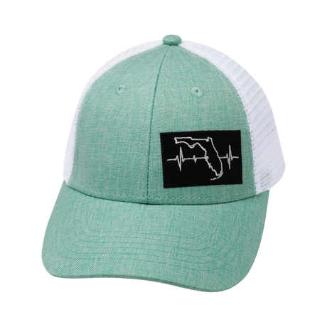 Youth Florida Hat, Low Profile, Snapback Hat, Teal, White, Mens Hat, Womens Hat, Front Picture 