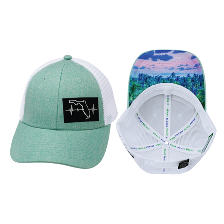 Youth Florida Hat, Low Profile, Snapback Hat, Teal, White, Mens Hat, Womens Hat, Main Picture 