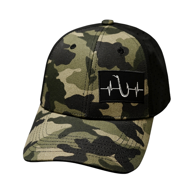 Fishing - 6 Panel - Shallow Fit - Pony Tail - Light Camo / Black (Unisex)