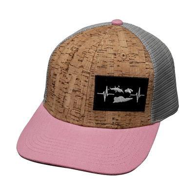 Virgin Islands Hat - Baseball Hat Fit  - Cork - Pink / Gray - Trucker Mesh