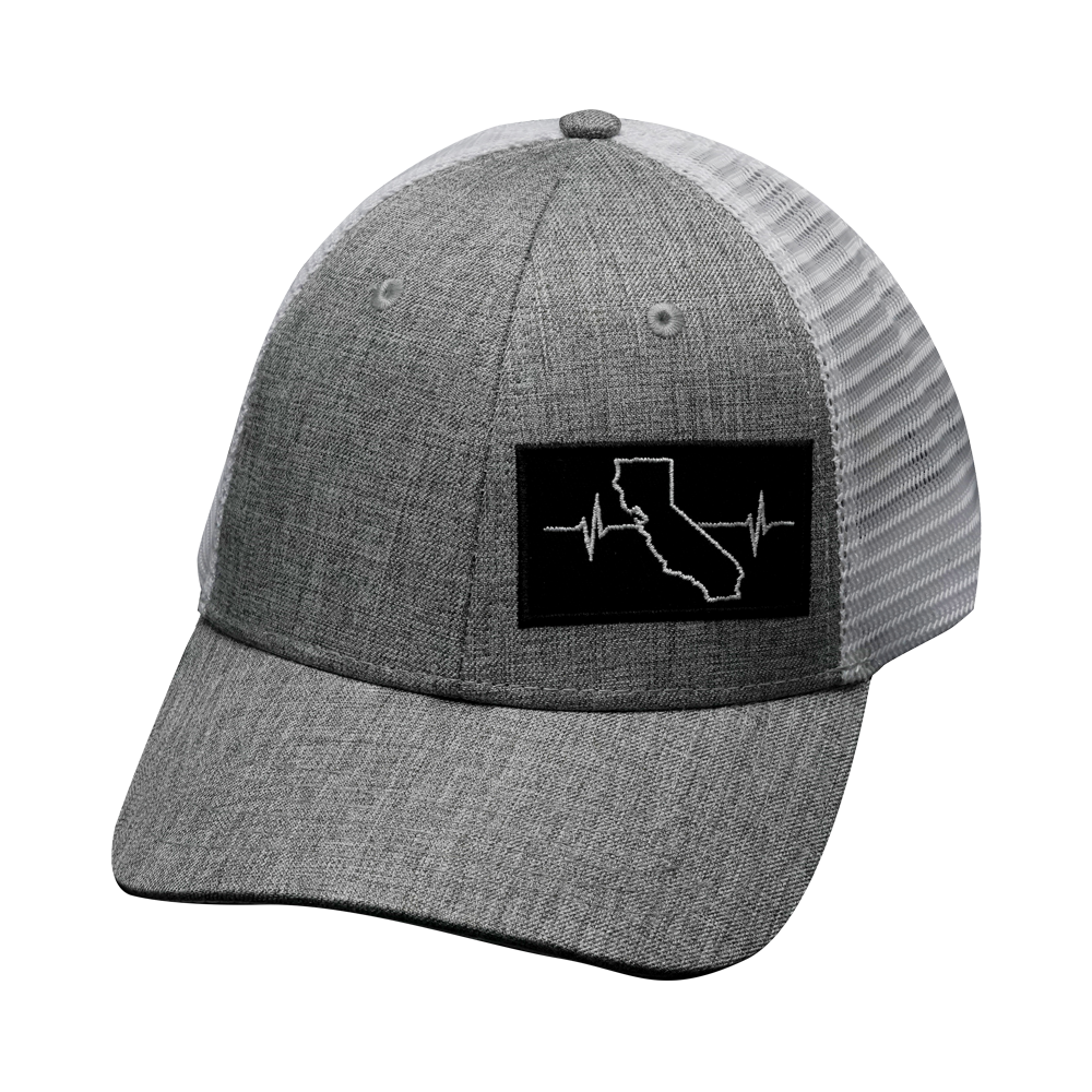 California - 6 Panel - Shallow Fit - Gray / White