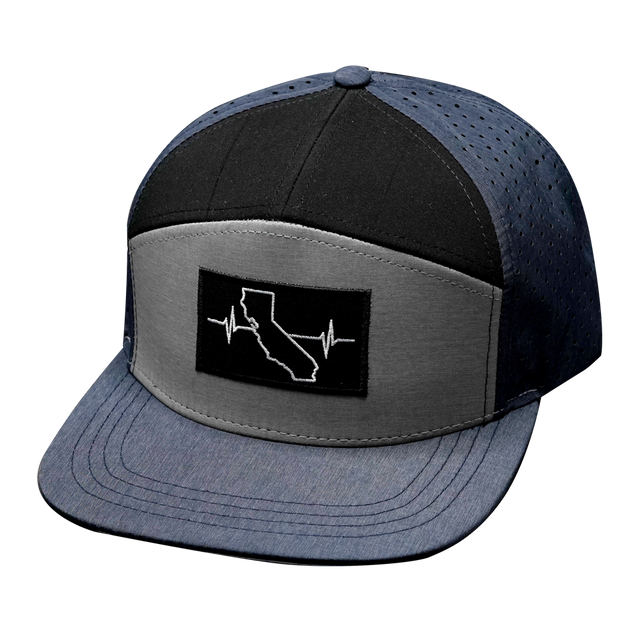 California Hat, Flat Bill, Snapback Hat, Navy, Gray, Black, Mens Hat, Womens Hat, Front Picture