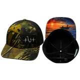 Fishing Hat, Baseball Hat, Snapback Hat, Tan Tree Camo, Black, Mens Hat, Womens Hat, Main Picture