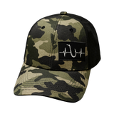 Fishing Hat, Low Profile, Ponytail, Snapback Hat, Light Camo, Black, Mens Hat, Womens Hat, Front Picture