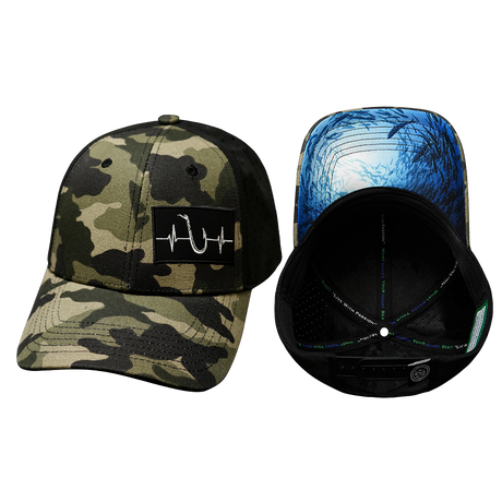 Fishing Hat, Low Profile, Ponytail, Snapback Hat, Light Camo, Black, Mens Hat, Womens Hat, Main Picture