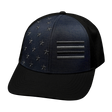 Flag Hat, Baseball Hat, Snapback Hat, Black, Ocean Blue, Mens Hat, Womens Hat, Front Picture