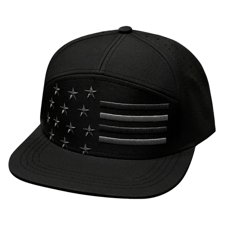 Flag Hat, Flat Bill, Snapback Hat, Black, Mens Hat, Womens Hat, Front Picture