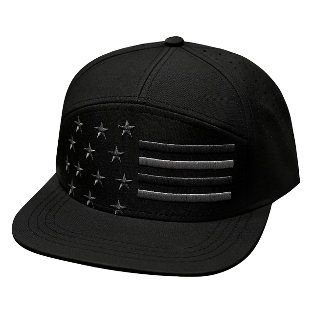 Flag Hat, Flat Bill, Snapback Hat, Black, Mens Hat, Womens Hat, Front Picture