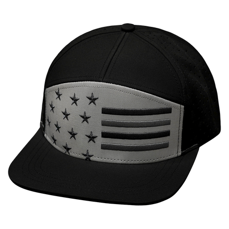 Flag Hat, Flat Bill, Snapback Hat, Black, Gray, Mens Hat, Womens Hat, Front Picture