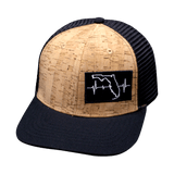 Florida Hat, Baseball Hat, Snapback Hat, Cork, Black, Mens Hat, Womens Hat, Front Picture
