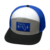 Florida Hat, Flat Bill, Snapback Hat, Black, Gray, White, Blue, Lightning Colors, Mens Hat, Womens Hat, Front Picture 