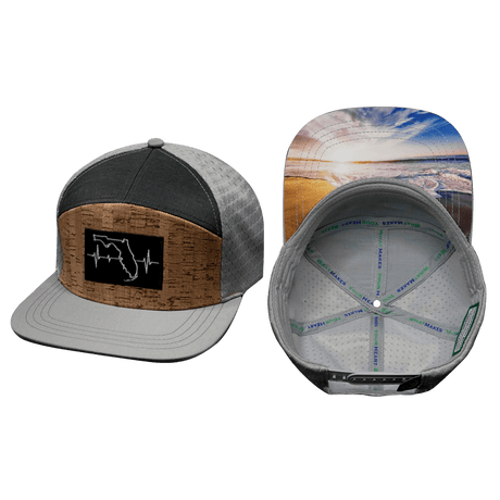 Florida Hat, Flat Bill, Snapback Hat, Cork, Gray, Charcoal, Mens Hat, Womens Hat, Main Picture