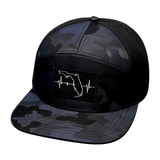 Florida Hat, Flat Bill, Snapback Hat, Navy Camo, Black, Mens Hat, Womens Hat, Front Picture 