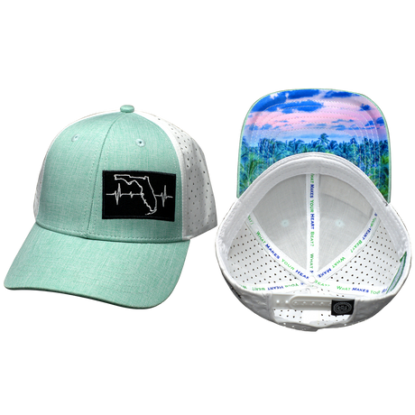 Florida Hat, Low Profile, Ponytail, Snapback Hat, Teal, White, Mens Hat, Womens Hat, Main Picture 