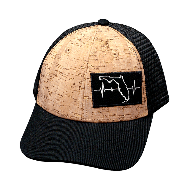 Florida Hat, Low Profile, Snapback Hat, Cork, Black, Mens Hat, Womens Hat, Front Picture 