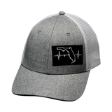 Florida Hat, Low Profile, Snapback Hat, Heather Gray, White, Mens Hat, Womens Hat, Front Picture 