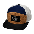 Golf Hat - Flat Bill - Cork - Black / Navy / White (No Photo) - Laser Mesh