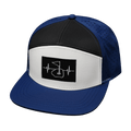 Golf Hat - Flat Bill - Navy / White / Black (No Photo) -  Laser Mesh