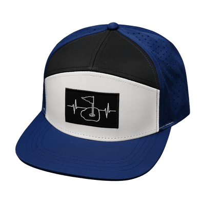 Golf Hat — Flat Bill, Navy / White / Black (No Photo), Laser Mesh