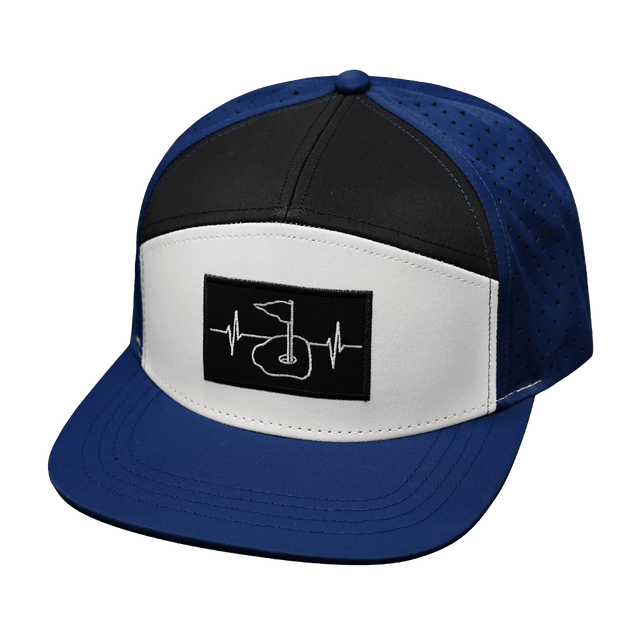 Golf Hat, Flat Bill, Snapback Hat, Navy, White, Black, Mens Hat, Womens Hat, Front Picture