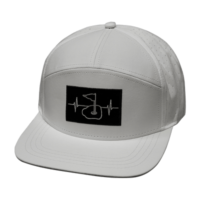 Golf Hat — Flat Bill, White (No Photo), Laser Mesh