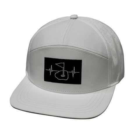 Golf Hat, Flat Bill, Snapback Hat, White, Mens Hat, Womens Hat, Front Picture