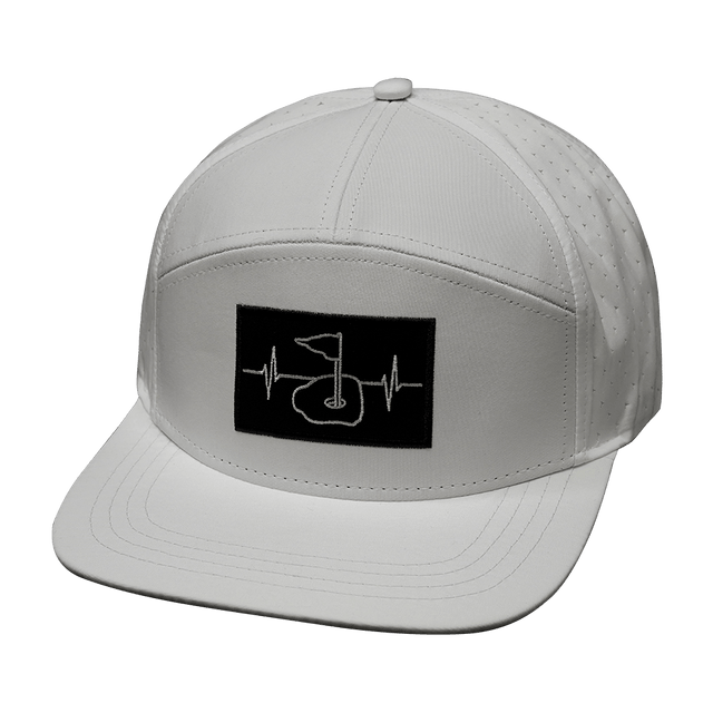 Golf Hat, Flat Bill, Snapback Hat, White, Mens Hat, Womens Hat, Front Picture