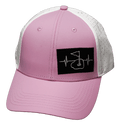 Golf Hat - Low Profile - Ponytail - Pink / White (No Photo) - Laser Mesh