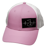 Golf Hat, Low Profile, Ponytail, Snapback Hat, Pink, White, Mens Hat, Womens Hat, Front Picture 
