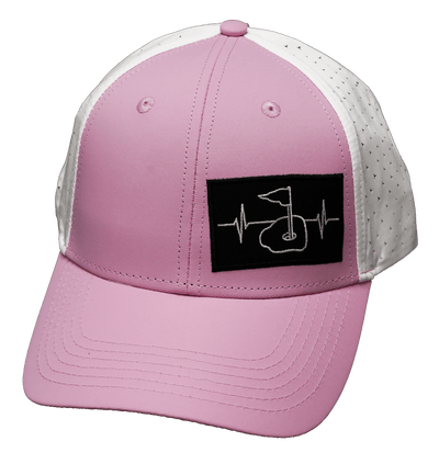 Golf Hat — Low Profile, Ponytail, Pink / White (No Photo), Laser Mesh