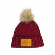 Idaho Beanie, Pom Beanie, Maroon, Mens Beanie, Womens Beanie, Front Picture