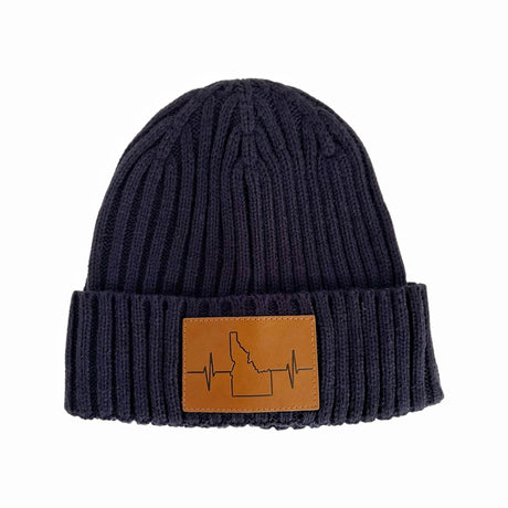 Idaho Beanie, Ribbed Cuff Beanie, Navy, Mens Beanie, Womens Beanie, Front Picture