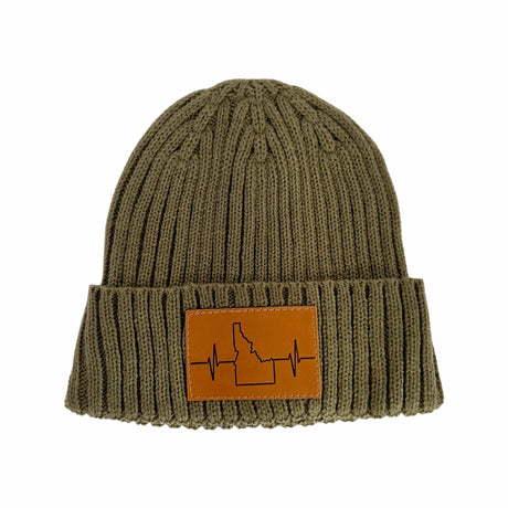 Idaho Beanie, Ribbed Cuff Beanie, Olive, Mens Beanie, Womens Beanie, Front Picture