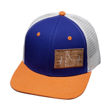 Idaho Hat, Baseball Hat, Snapback Hat, Orange, Royal Blue, White, Mens Hat, Womens Hat, Front Picture 