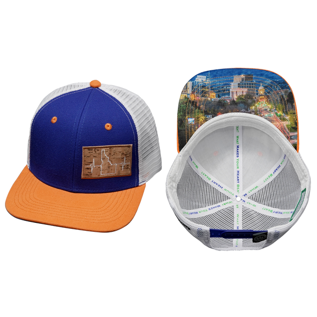 Idaho Hat, Baseball Hat, Snapback Hat, Orange, Royal Blue, White, Mens Hat, Womens Hat, Main Picture 