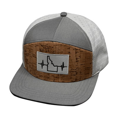 Idaho Hat, Flat Bill, Snapback Hat, Cork,  Gray, White, Mens Hat, Womens Hat, Front Picture 