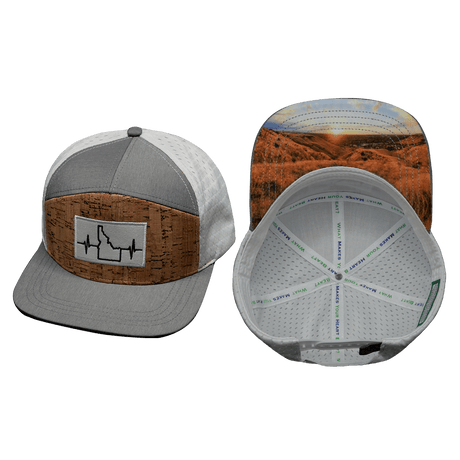 Idaho Hat, Flat Bill, Snapback Hat, Cork,  Gray, White, Mens Hat, Womens Hat, Main Picture 