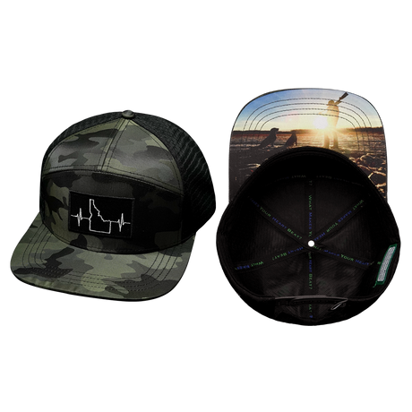 Idaho Hat, Flat Bill, Snapback Hat, Green Camo, Black, Mens Hat, Womens Hat, Main Picture 